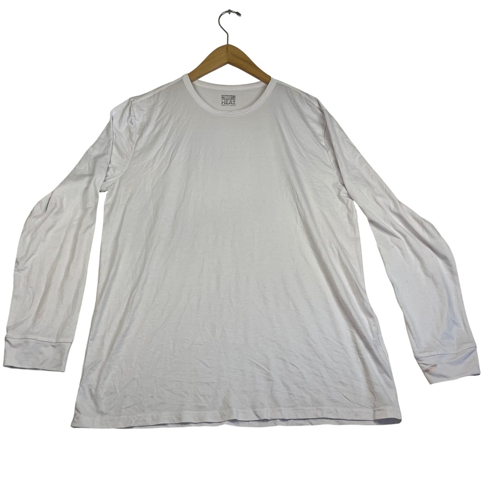 32 Degrees Heat Mens White Long Sleeve Thermal Base Layer Crew Neck Shirt XL